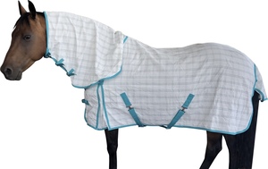 BRAND ZONE Nouvelle conception d'équipement équin, couverture anti-mouches pour chevaux, sur mesure, couverture en maille anti-mouches pour l'été avec capuche de cou amovible - Product Image 2