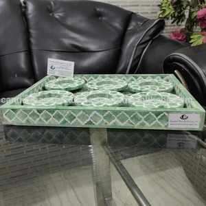 Bandeja de Servir Decorativa de MDF con Incrustaciones de Hueso Verde, Plato de Servir para Hotel, Restaurante y Cocina - Product Image 4