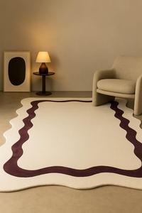 Custom handmade cream wool rug abstract textured design modern minimalist hand tufted soft area <b>carpet</b> - Product Image 1