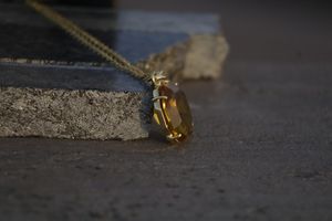 Pendentif Citrine Pierre de Naissance de Novembre en Argent Sterling 925 Plaqué Or 14K, Bijou Délicat en Pierre Précieuse Dorée, Idéal Cadeau - Product Image 5