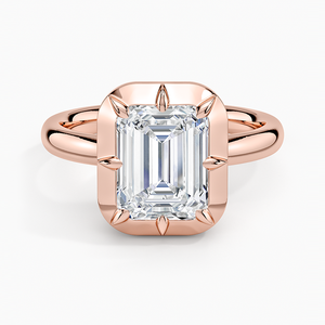 แหวนประดับเพชรเม็ดเดี่ยวทรงสวยหรู พร้อมการฝังแบบ Bezel-Prong อย่างมั่นคงด้วยทองคำ 18K สีเหลือง - Product Image 5