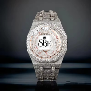 Montre-bracelet Chronographe Élite Raffinée en Acier Inoxydable avec Cadran Carré en Quartz Diamanté, Bracelet 21mm, Fermoir Papillon, Saphir Couleur D VVS1 - Product Image 1