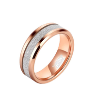 Bague de mariage en carbure de tungstène avec centre sablé étincelant, 8 mm, bord biseauté poli miroir, pour homme et femme