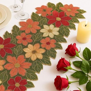 Handmade Beaded Embroidered <b>Table</b> <b>Runner</b> Floral <b>Placemats</b> Custom <b>Table</b> Linen for Home Wedding Hotel Banquet - Product Image 4