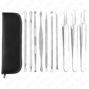 Kit de 7 outils extracteurs de points noirs et de boutons en acier inoxydable – Nettoyeur de pores professionnel pour le visage, étanche, personnalisation de la marque - Product Image 6