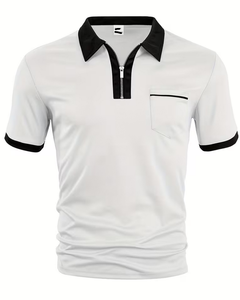 Direct Factory Wholesale OEM Custom Logo 100% Polyester 220 GSM Anti-Wrinkle Men's Short Sleeve <b>Polo</b> <b>Shirts</b> <b>Zip</b> Closure <b>Neck</b> - Product Image 3