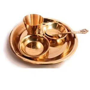 Vaisselle en laiton, service de table indien en laiton, vaisselle artisanale traditionnelle, vente en gros de vaisselle pour hôtel, restaurant, maison - Product Image 1