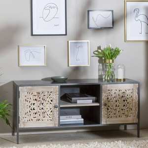 Mueble para TV Vandana Cresta Terra de madera de mango blanqueada - Product Image 1