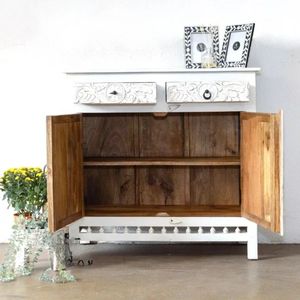 White Traditional Carved Wood Dining Room <b>Sideboard</b> 2 Door 2 Drawer Storage Buffet Console for Living Room Bedroom - Product Image 4