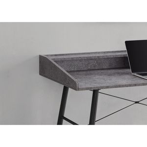 Escritorio Moderno para Computadora de 48 Pulgadas con Estantes de Almacenamiento, para Oficina en Casa, para Laptop, con Acabado Laminado Gris Piedra y Metal Negro - Product Image 3