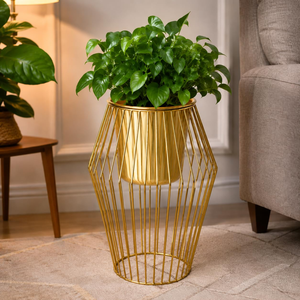 Gold Metal Plant <b>Stand</b> with Flower <b>Pot</b> Indoor Decorative Planter Plant Holder for Living Room Office Home Garden Decoration - Product Image 1
