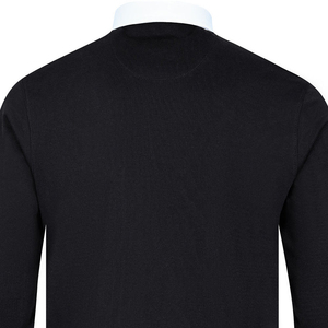 Camiseta de Rugby de Manga Larga para Hombre, con Rayas Diagonales Blancas y Negras, Cuello con Botones, Corte Regular, Absorbe la Humedad, para Tenis - Product Image 3