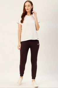 Women's Burgundy Sweatpants Elastic Waist Drawstring Pockets Casual Joggers Autumn Wear - Product Image 3