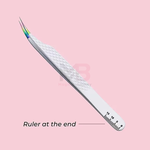 Pince à épiler professionnelle de haute qualité en acier inoxydable à pointe en fibre, avec embout règle, pour cils, avec poignée confortable - Product Image 6