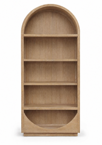 ตู้หนังสือไม้สักทรงแคปซูลแบบเปิด 5 ชั้น พร้อมฐานเจาะรูครึ่งวงกลม - Product Image 1