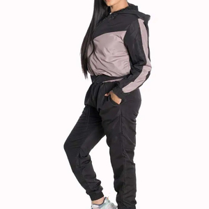 Women's Solid Hooded Full Sleeve Joggers Sporty Casual Waterproof Spandex/Cotton Winter Breathable <b>Knitted</b> Two Piece Shorts <b>Set</b> - Product Image 3
