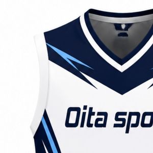 Blue White Volleyball Sleeveless Shirt Sports Team Apparel Athletic Uniform Top Practice Training Match Wear - Product Image 3