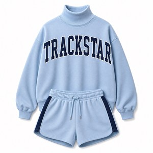 ชุดเซ็ตเสื้อแขนยาวและกางเกงขาสั้นลายโลโก้ Trackstar สำหรับผู้หญิง รุ่น TS-SET-038 - Product Image 1
