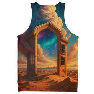 <b>Men</b> Graphic Landscape Printed Tank Top Black and White Sublimated Gym Vest Casual Summer <b>Singlet</b> Custom Wholesale Sportswear - Product Image 4