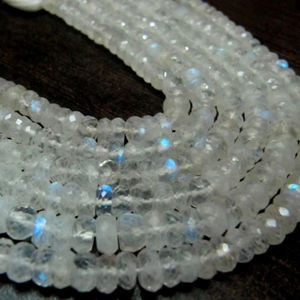 Perles facettées en pierre de lune arc-en-ciel blanche naturelle, forme rondelle, 7 à 8 mm, brin de 8 pouces de long - Product Image 1