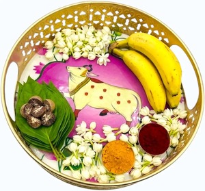 Luxury Finish Metal Pichwai <b>Jar</b> with Tray Classic Design <b>Decorative</b> Storage <b>Jar</b> for Home Decor Temple and Festive Gift - Product Image 3