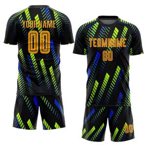 ชุดเสื้อฟุตบอลโพลีเอสเตอร์ 100% สกรีนลายตามสั่ง สำหรับผู้ชาย สีดำ เขียว น้ำเงิน ลายเรขาคณิต ระบายเหงื่อได้ดี แขนสั้น สำหรับออกกำลังกาย - Product Image 1