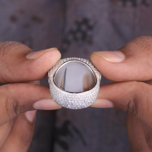 Bague en argent avec lettre en diamant Moissanite VVS, style Hip-Hop Iced Out, initiales en grappe, luxe, pour homme, personnalisable avec nom - Product Image 2