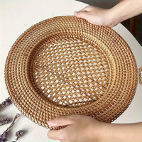 Sets de table tissés en jacinthe d'eau pour table à manger, tapis de charge naturels faits à la main pour le style de table de mariage