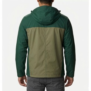 Chaqueta cortavientos con capucha para hombre, color verde bosque, ligera, con cremallera, resistente al viento y al agua, informal, para senderismo. - Product Image 4