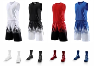 Ensemble de maillot de basketball imprimé par transfert thermique pour homme, sans manches, col en V, anti-humidité, avec short et chaussettes assortis, personnalisable à l'avant - Product Image 6
