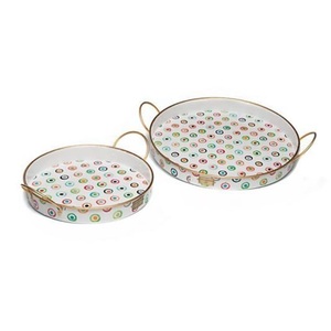 Set of 2 Chocolate Serving Desserts Tray Superior Quality Enamel Metal Serving Tray For Birthday Party & Events - Product Image 1