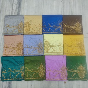 Superior Quality Latest Trendy Somalin Gorgura Underskirt Silk Taffeta Fabric With Stone Work On Abstract Pattern For Casualwear - Product Image 1