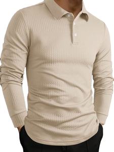 Camisa Polo de Manga Larga Formal de Negocios, Personalizada OEM, de Alta Calidad, Color Sólido, Algodón Piqué y Poliéster, para Hombre, Talla Real - Product Image 2