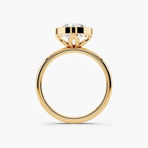 Anillo de Compromiso Solitario con Diamante Cultivado en Laboratorio de Corte Redondo con Certificado IGI, Engastado en Bisel, en Oro de 10K, 14K, 18K, Plata 925, 935 - Product Image 2