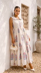 2023 New Arrivals Summer Eco-Friendly Women's Casual Bohemian Floral Floor-Length <b>Dress</b> Tie Dye Gypsy Chic <b>Viscose</b> Lace Leopard - Product Image 3