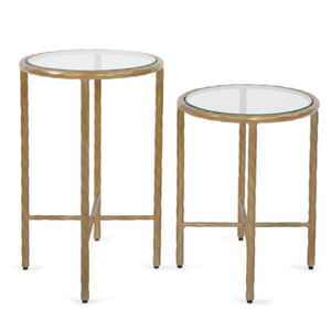 Table basse ronde dorée avec plateau en verre, table d'appoint en métal, table d'appoint moderne pour salon, hôtel - Product Image 1