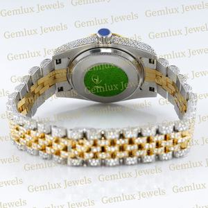 Luxury Wear Iced Out D VVS Moissanite Diamond Two Tone Roman Dial Acero inoxidable Hip Hop Reloj de diamantes para hombres - Product Image 5