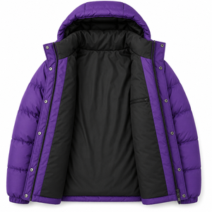 Heat Transfer Printed Puffer Jacket Insulated Hood Polyester Outer Shell <b>Snap</b> <b>Fastening</b> Cold Weather Streetwear Outerwear Coat - Product Image 5