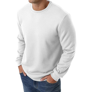 Sweat-shirt en maille Birdseye pour homme, texture piqué, molleton bouclette, épaules tombantes, coupe oversize streetwear, ourlet brut, coupe carrée, style court - Product Image 2