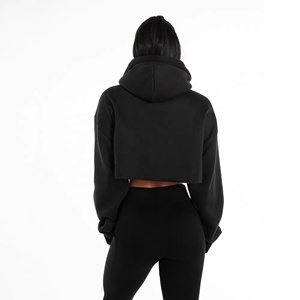 Custom Logo Women <b>Crop</b> <b>Top</b> Tracksuit Plain Cotton/Fleece Pullover <b>Crop</b> <b>top</b> Hoodie And Sweatpants for Women's - Product Image 4