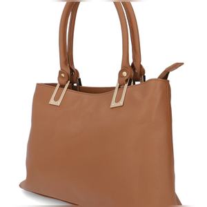 Elegant Premium Quality <b>Tan</b> Leather Tote <b>Handbag</b> with Sophisticated Gold Tone Hardware Designed for Modern Women - Product Image 2