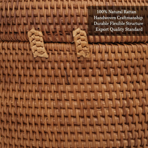 ตะกร้าเก็บของหวายธรรมชาติทรงกลมแบบยืดหยุ่น ทำด้วยมือ เป็นมิตรกับสิ่งแวดล้อม สำหรับตกแต่งบ้าน ซักผ้า ห้องนั่งเล่น ขายส่ง - Product Image 6