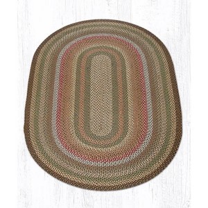 Tapis ovale en jute tressé, style ferme, à rayures, avec envers antidérapant en caoutchouc, tapis de cuisine à poils plats et fins - Product Image 1