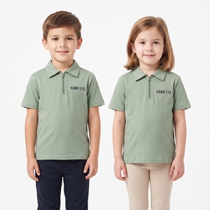 Cotton Polo Shirt Unisex Short Sleeve Turn Down Collar Zipper Leisure Top Custom Printing Logo Regular Fit Polo Shirt For <b>Kids</b> - Product Image 1