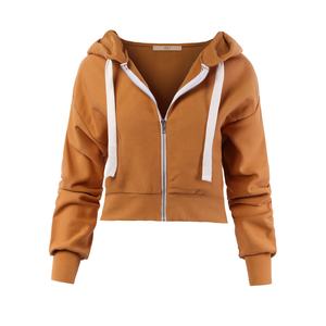 Nouveau sweat à capuche zippé court pour femme, manches longues, 100% coton biologique français, sweat à capuche court d'hiver pour femme - Product Image 1