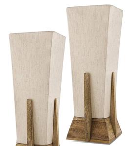 Lámpara de Pie Minimalista de Madera con Pantalla Cuadrada de Tela Beige, Base E26, Luz Cálida de 2700K, Uso Residencial - Product Image 4