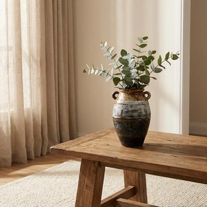 Rustic <b>Ceramic</b> Tabletop <b>Vase</b> With Crackled Glaze Handmade Decor 8-16 Inches - Product Image 2