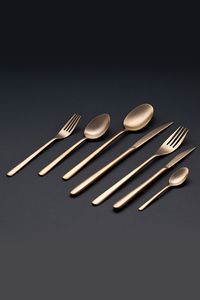 Ensemble de couverts vintage en acier inoxydable avec manche en bois déchiqueté, couteau, fourchette et cuillère - Product Image 4