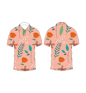 เสื้อโปโลพิมพ์ลายดอกไม้สีพีชสำหรับผู้ชาย แขนสั้นลำลอง แฟชั่นฤดูร้อน เสื้อกอล์ฟ - Product Image 6