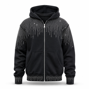 Sudadera con Cremallera y Pedrería para Hombre, Premium OEM, Talla Grande, Ropa de Invierno, Proveedor 2026 - Product Image 2